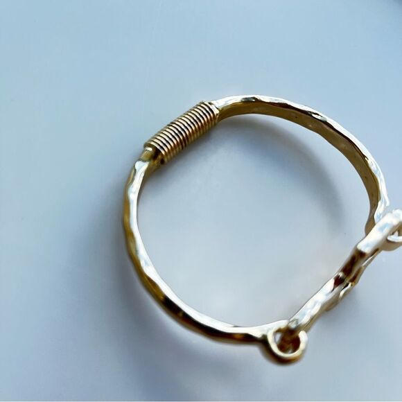 Geometric Gold Color Cross Shaped Open Cuff Bracelet - Picture 7 of 10